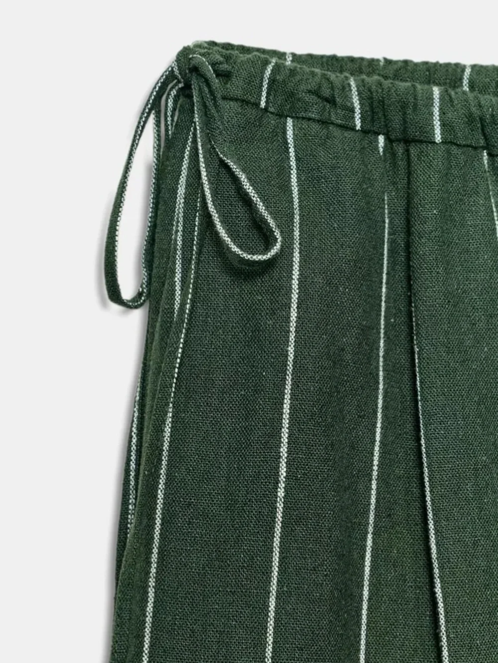 Zara  Wide-Leg Linen Pinstripe Trousers